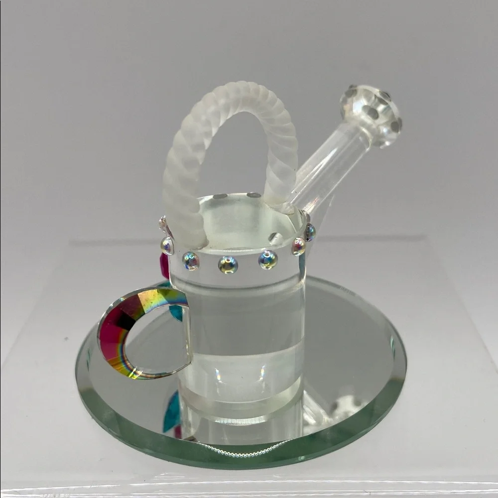 Crystallite Crystal Miniature Crystal Watering Can With Mirror Base
